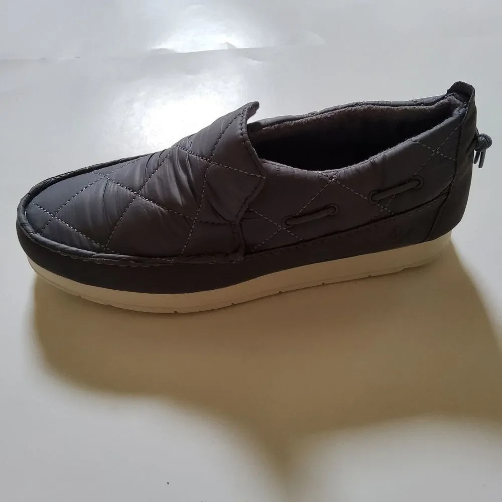Sperry Moc Sider Quilt Nylon Slip On Shoe Grey Microfleece Cozy